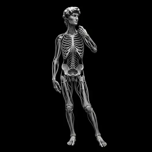 Anatomically Accurate Human Nervous System in Michelangelo's David Pose