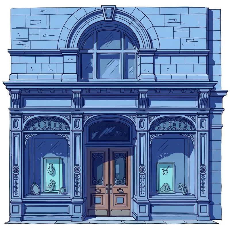 Vintage Pawnshop Architectural Sketch Vintage Pawnshop Architectural Sketch