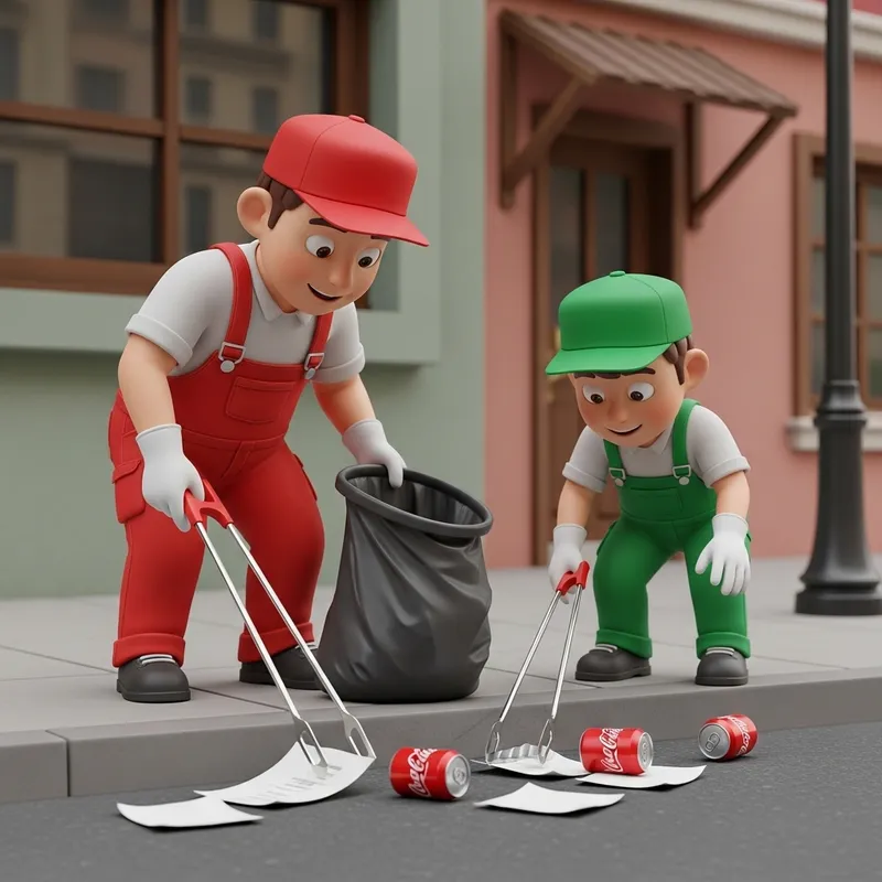 Mario Bros Cartoon Characters Cleaning City Streets