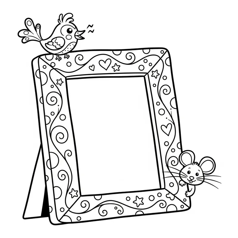 Cartoon Picture Frame Coloring Page