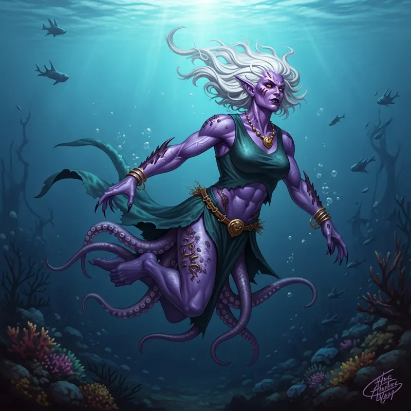 Ursula Sea Witch | Dark Moody Ocean Depths Illustration
