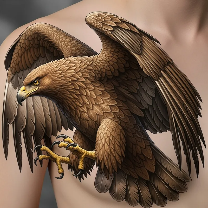 Realistic Eagle Tattoo for Right Pectoral - Masterpiece Design