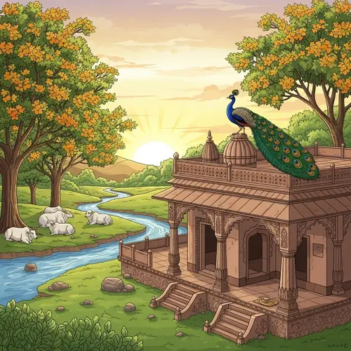 Historical Traditional Dwelling of Lord Krishna in Idyllic Setting