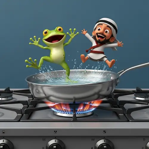 Joyous Frog and Humanoid Escaping Boiling Water - Joyful Leap