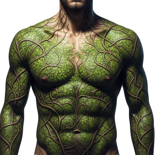 Male Torso Painted Vines Artwork
