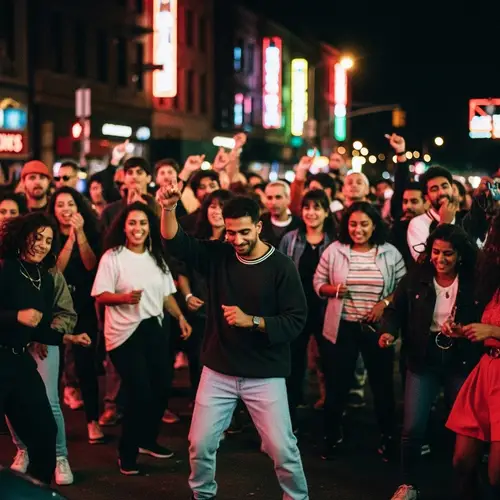 1990s Block Party Celebration: Vibrant Colors, Neon Lights