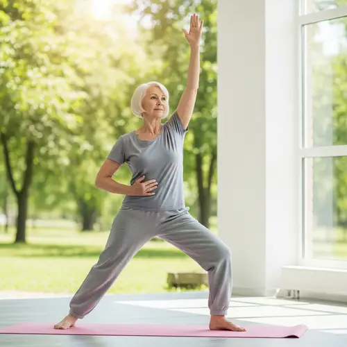 Elderly Caucasian Woman Engaging in Physical Workout for Vitality