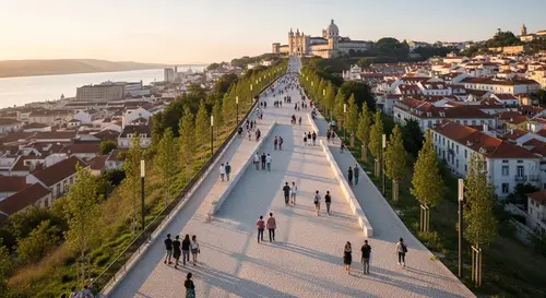 Pedestrian-Friendly Urban Space Overlooking City Valley | Lisbon View