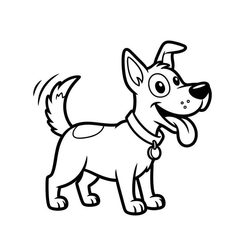 Playful Dog Coloring Page for Kids | Classic Children's Book Style