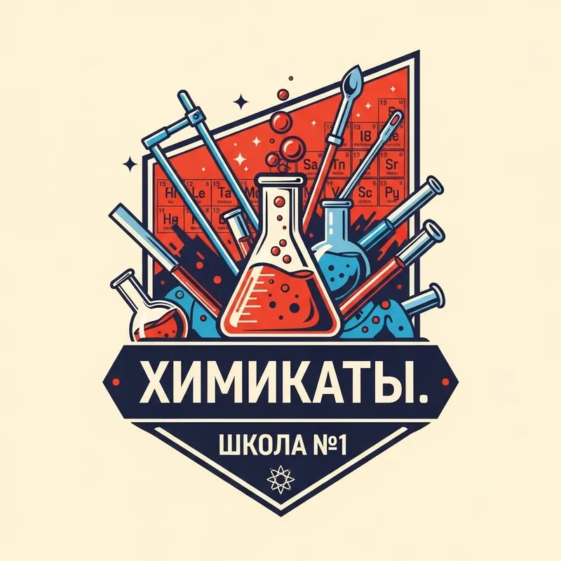 Captivating Chemistry Emblem: Retro Poster Design with Vibrant Elements