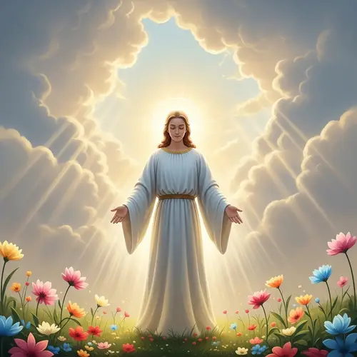 Tranquil Heaven: Symbolic Figure Illuminated in Peaceful Light