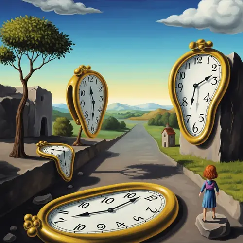 Surrealistic Timepiece Artwork with Vibrant Colors