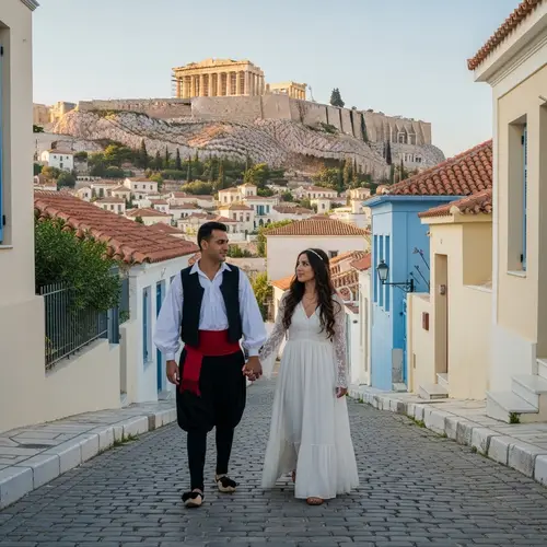 Greek Couple Exploring a Picturesque City