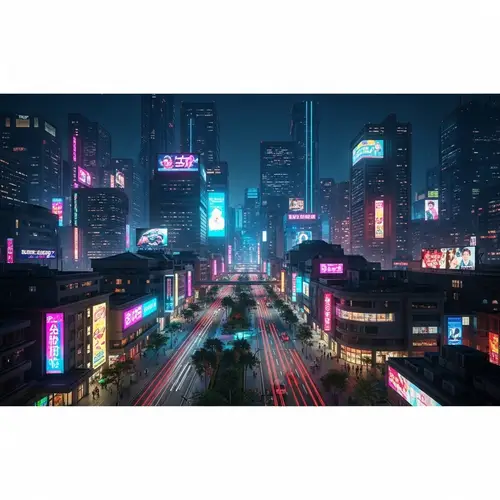 Vibrant Cyberpunk Cityscape at Night | Neon Lights & High-Tech Structures