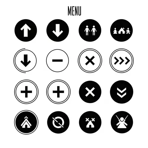 Minimalistic Round Icons for Children's Camp | Black & White Design