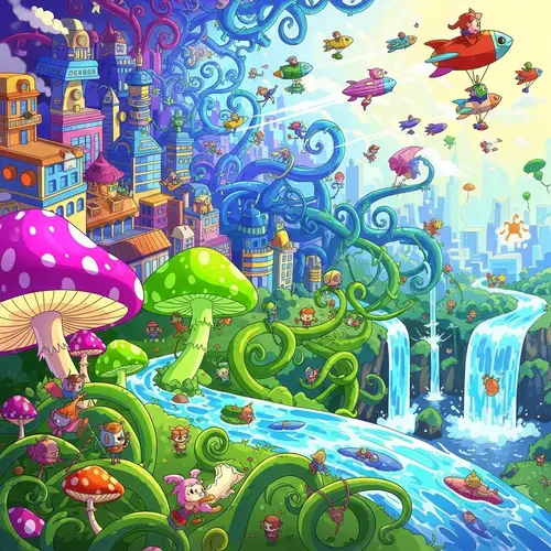 Animated Illustration with Vibrant Colors and Dynamic Movement