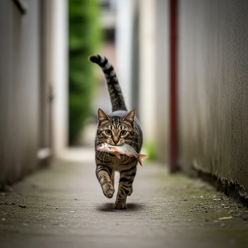 Striped Cat Dashing to Narrow Alley | Fresh Catch