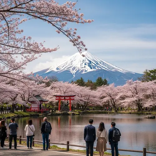 Picturesque Japan: Cherry Blossoms, Mount Fuji, Shrine