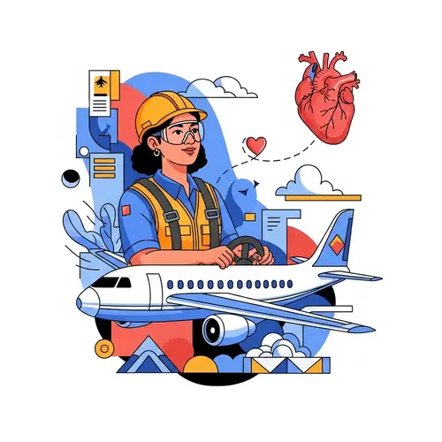 Aviation-Themed Heart Vector Illustration