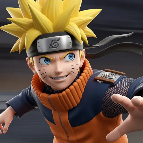 Vibrant 3D Spiky-Haired Ninja Character Inspired by Japanese Anime