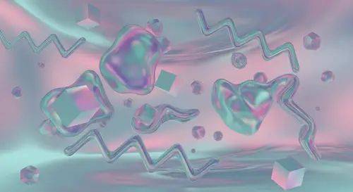 Surreal Abstract Geometric Shapes in Ethereal Space