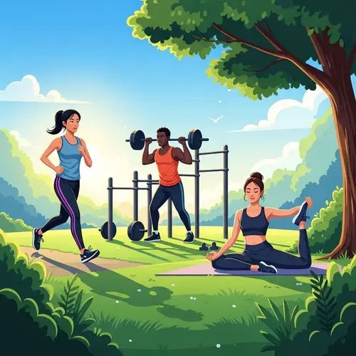 Diverse Group Engaged in Healthy Morning Activities