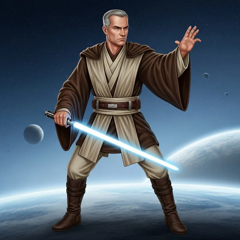 Putin as a Jedi Master with Blue Lightsaber
