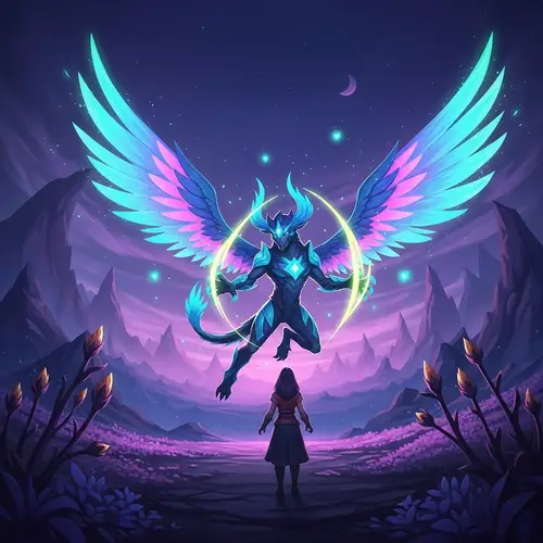 Vibrant Wings Creature in Ethereal Digital Painting Style