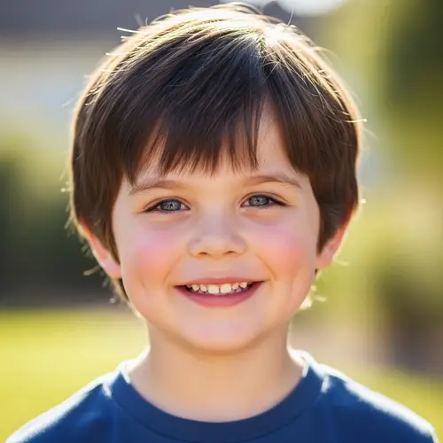 Cute 4-Year-Old Caucasian Boy with Dark Hair and Cheerful Smile