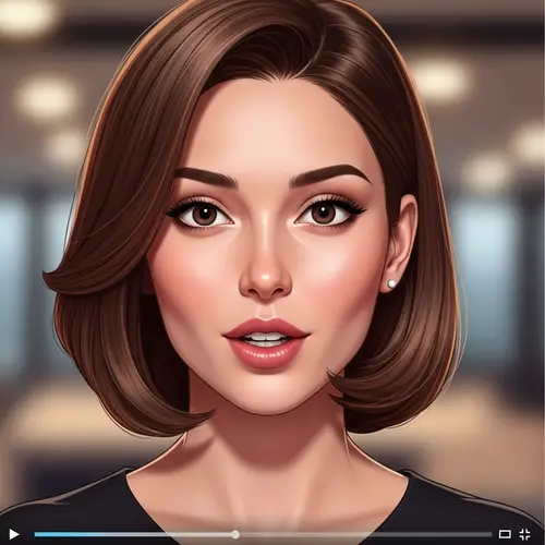 Charming Woman Digital Illustration Speaking in Video Format