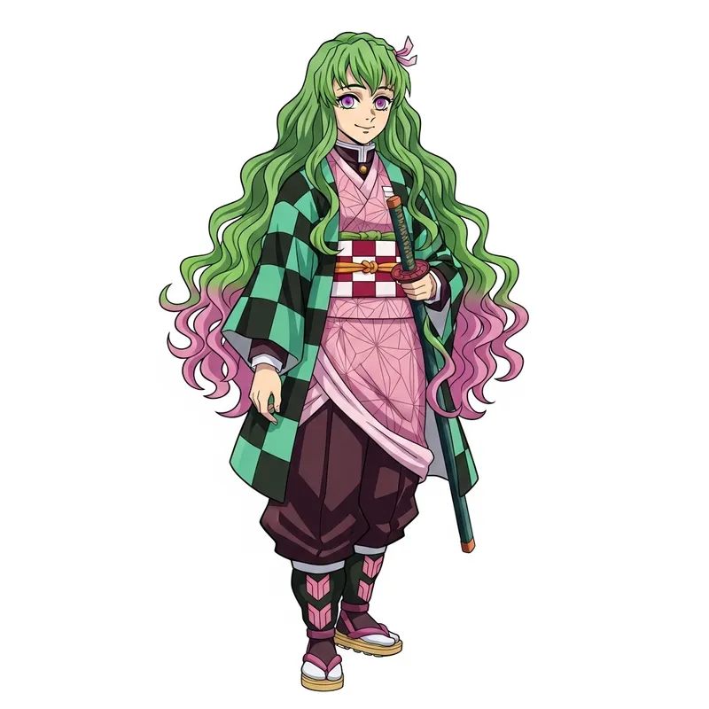 Mitsuri: Graceful Warrior in Traditional Attire