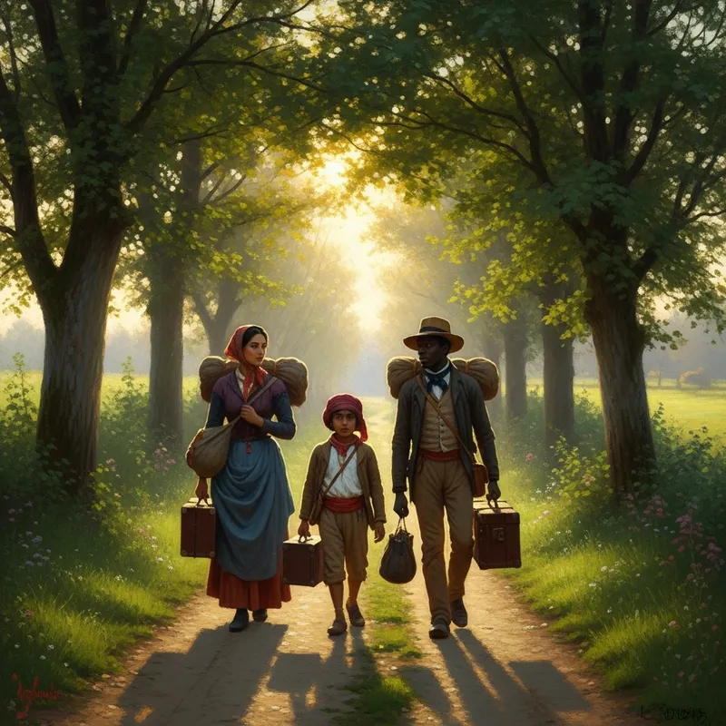 Traveling Impressionist Scene at Sunrise Traveling Impressionist Scene at Sunrise