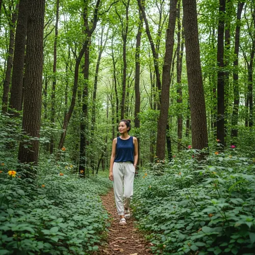 Serene Forest Stroll | Relaxing Asian Woman in Lush Woods