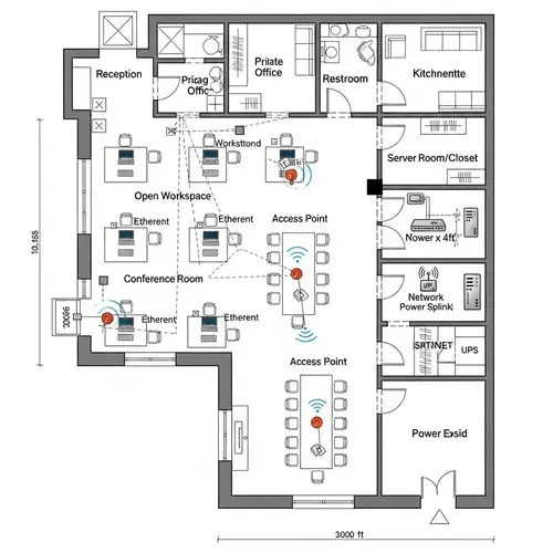 Office Floor Plan for Network Setup
