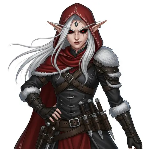 Mysterious Half-Elf Rogue with Northern Traits | Dark Leather Attire