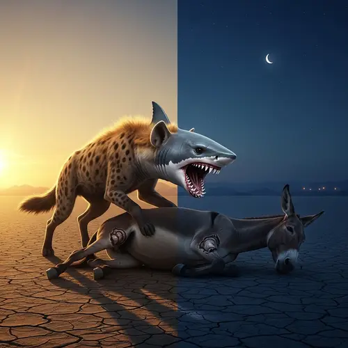 Hyena with Shark's Head Tormenting Legless Mule