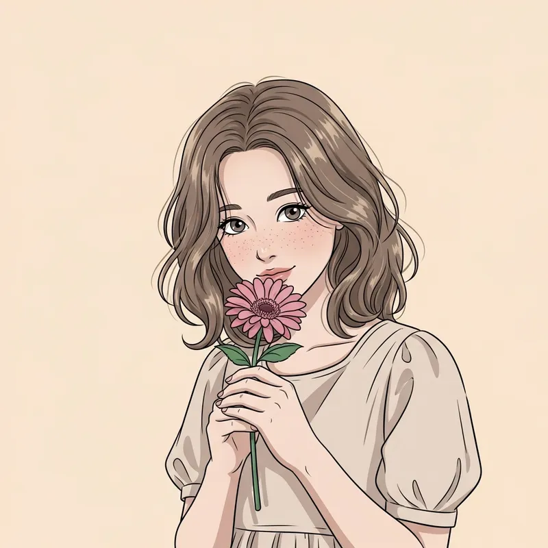 Beautiful Girl with Flower | Floral Beauty Portrait