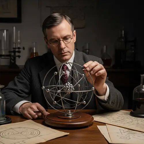 Niels Bohr in Vintage Lab: Examining Atom Model