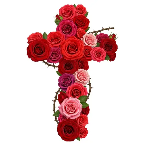 Beautiful Floral Cross Design with Fresh Roses | Website Name