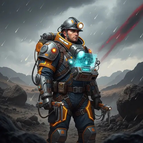 Futuristic Miner in Advanced Mining Suit | Exotic Alien Location