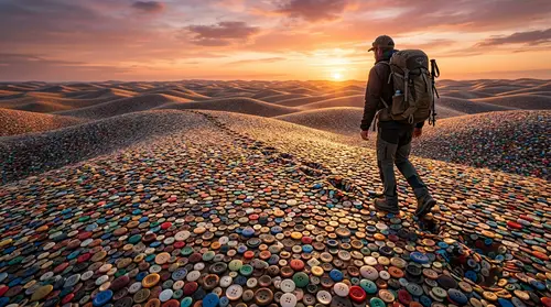 Surreal Desert of Colorful Vintage Buttons
