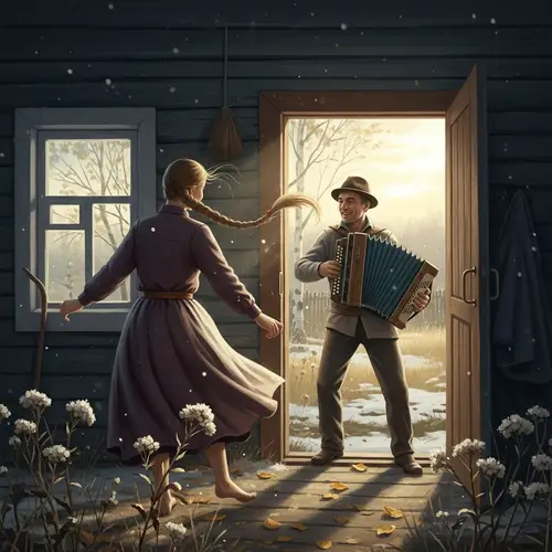 Autumn Leaves Covered in First Snowfall - Heartwarming Scene of Life and Love