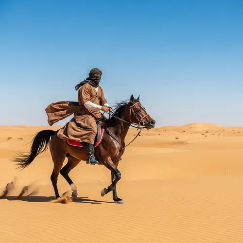 Masked Figure on Horse in Pre-Islamic Arabia