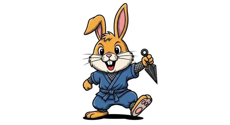 Jovial Rabbit Ninja in Vibrant Cell-Shaded Anime Style