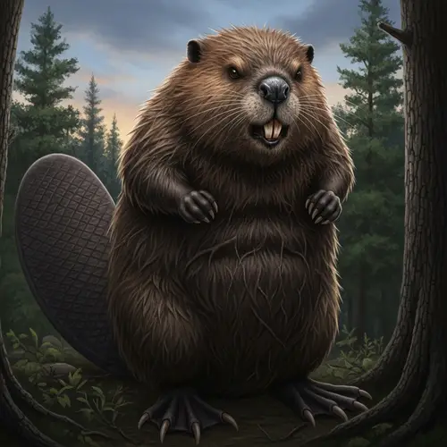 Gigantic Angry Beaver Standing Upright