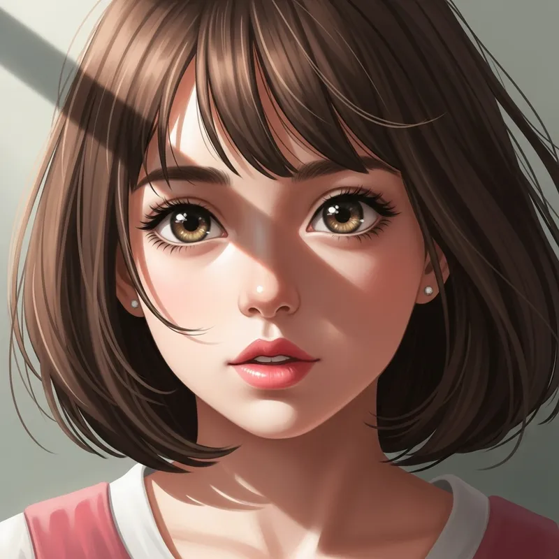 Short Girl with Brown Hair & Sparkling Eyes in Sunlight