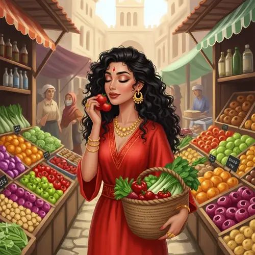 Amani Alhadid: Vibrant Middle-Eastern Woman in Market