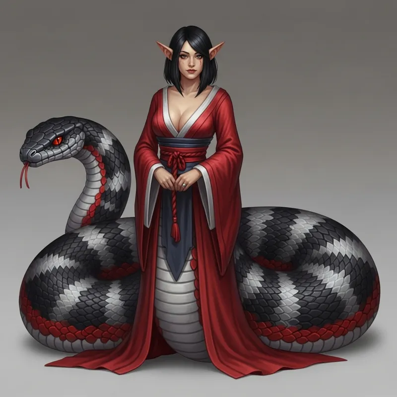Realistic Yuan-ti Female Priest Character Art | D&D Fantasy