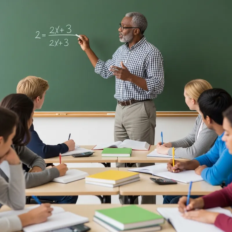 Experienced Math Teacher Engaging Students with Algebraic Equations Experienced Math Teacher Engaging Students with Algebraic Equations