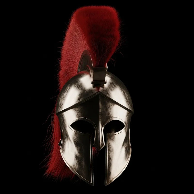 Reflective Black Spartan Helmet with Red Plume Reflective Black Spartan Helmet with Red Plume